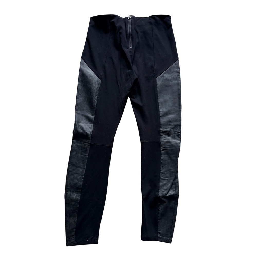 Bisou Bisou Faux Leather Panel Leggings Womens Medium Black Moto Skinny Pants